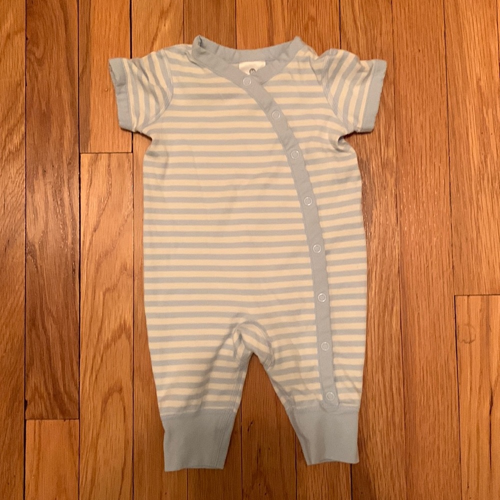 Hanna Andersson blue and white stripe romper